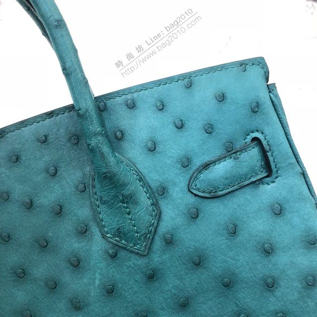 Hermes女包 愛馬仕Birkin30cm Hermes鉑金包 進口k級鴕鳥皮 手工蠟線縫製 Hermes鴕鳥皮手提女包  am1988